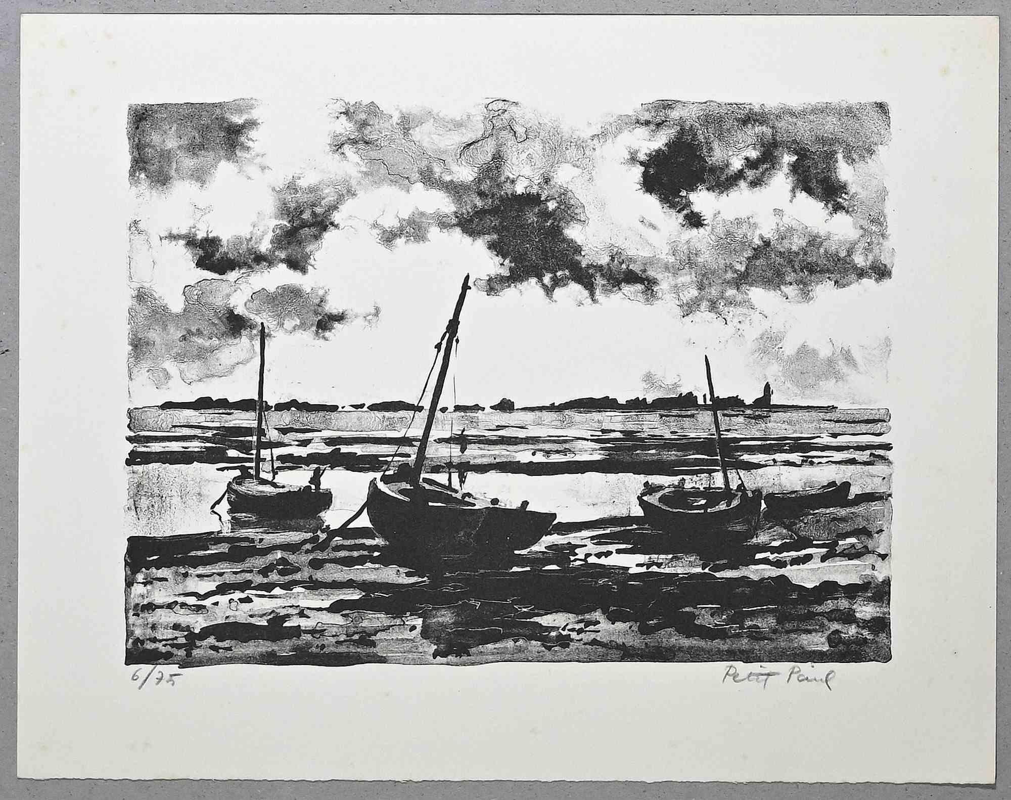 Schiffe ist eine Original-Lithographie von Paul Petit aus der Mitte des 20. Jahrhunderts.

Handsigniert.

Nummeriert, 6/75

Das Kunstwerk wird mit sicheren Strichen in einer ausgewogenen Komposition dargestellt.