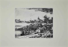 The Harbor - Original Lithograph by Paul Petit - Mid 20th Century