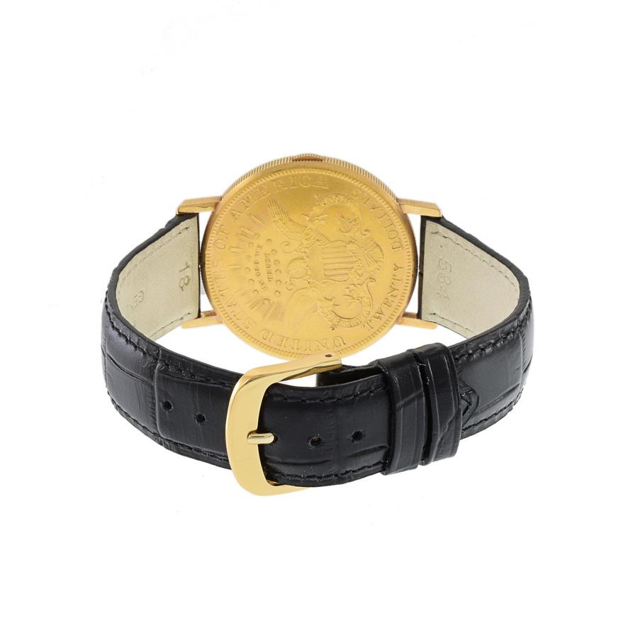 Paul Peugeot Twenty Dollar Manual Wind Coin Watch 18K Gold and 22K Gold For Sale 1