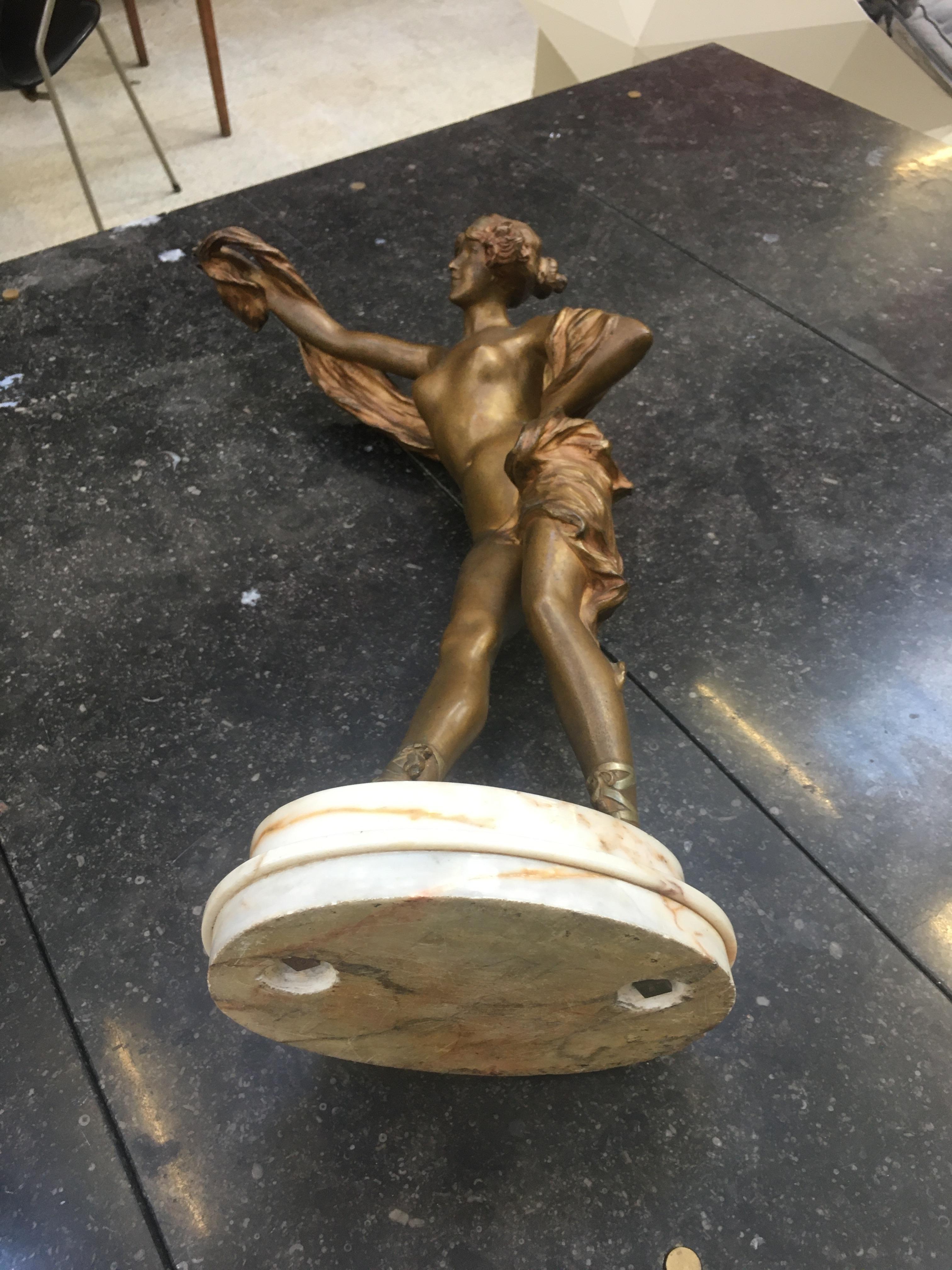 Paul Philippe ( 1870-1930) Scultura Art Nouveau in bronzo, firmata su marmo in vendita 6