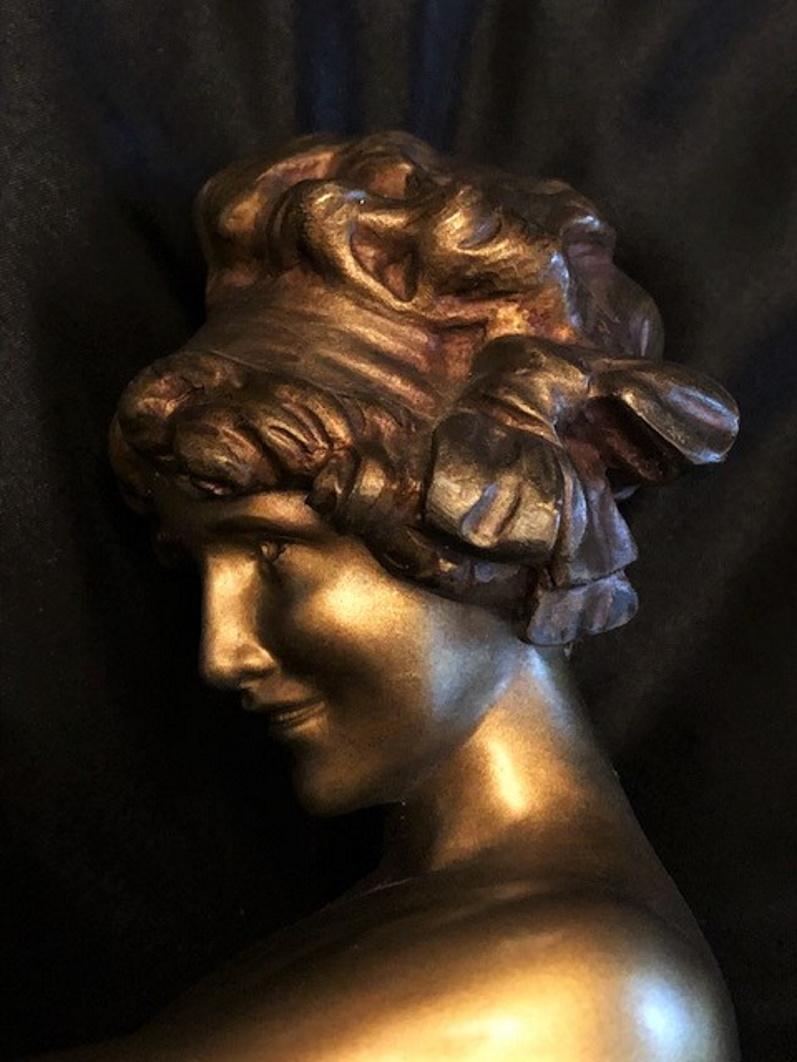 Paul Philippe, 'Irony’, French Art Deco Gilt Bronze & Marble Sculpture, ca. 1925 For Sale 5