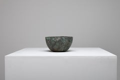 Paul Philp Green Bowl Stoneware Sculptural Vessel