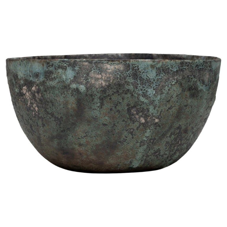 Paul Philp Green Bowl Steingut Skulpturales Gefäß im Angebot bei 1stDibs Deutschland