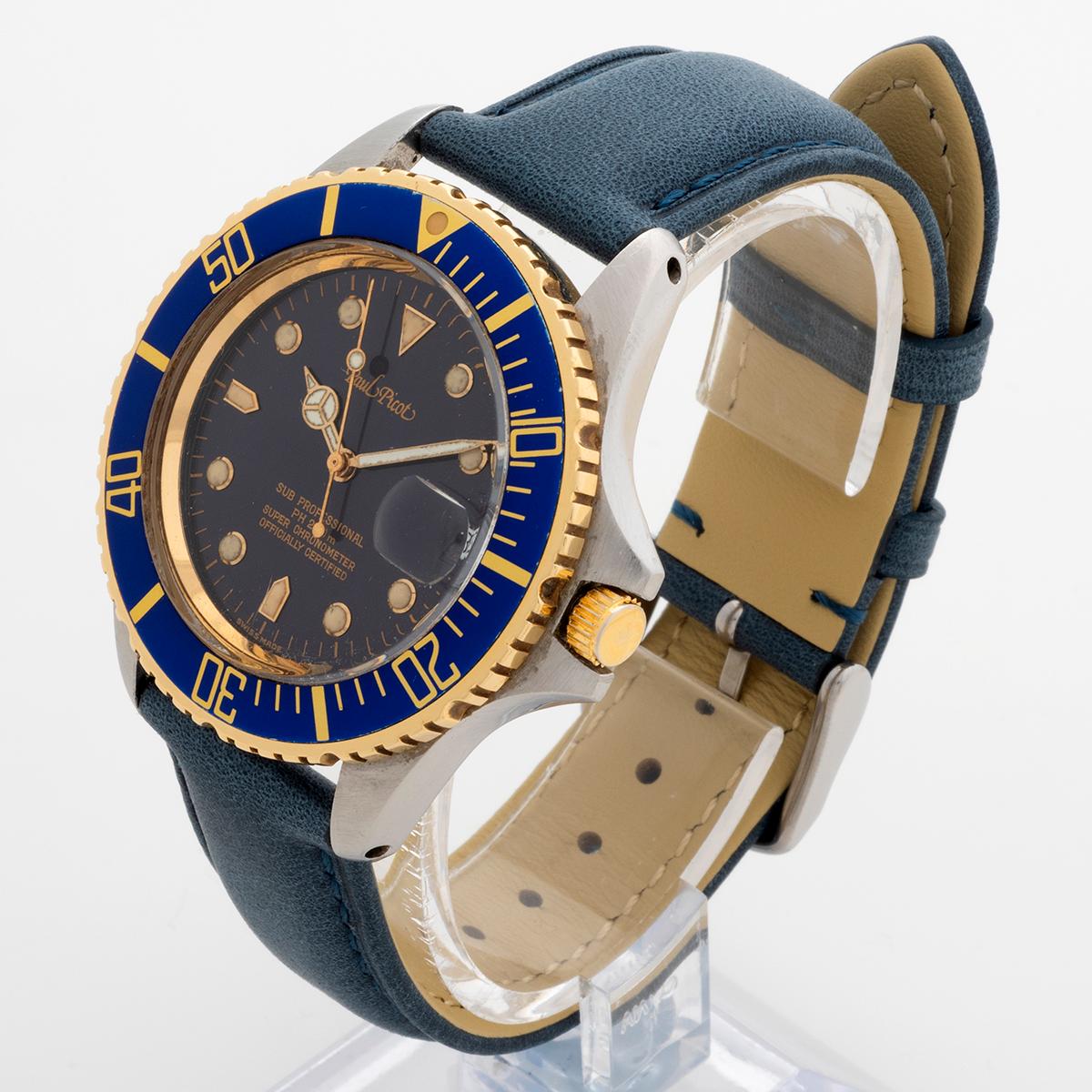 Paul Picot Sub Professional / Paul Mariner 211-38-5000. 14ct Yellow Gold Bezel. In Good Condition For Sale In Canterbury, England