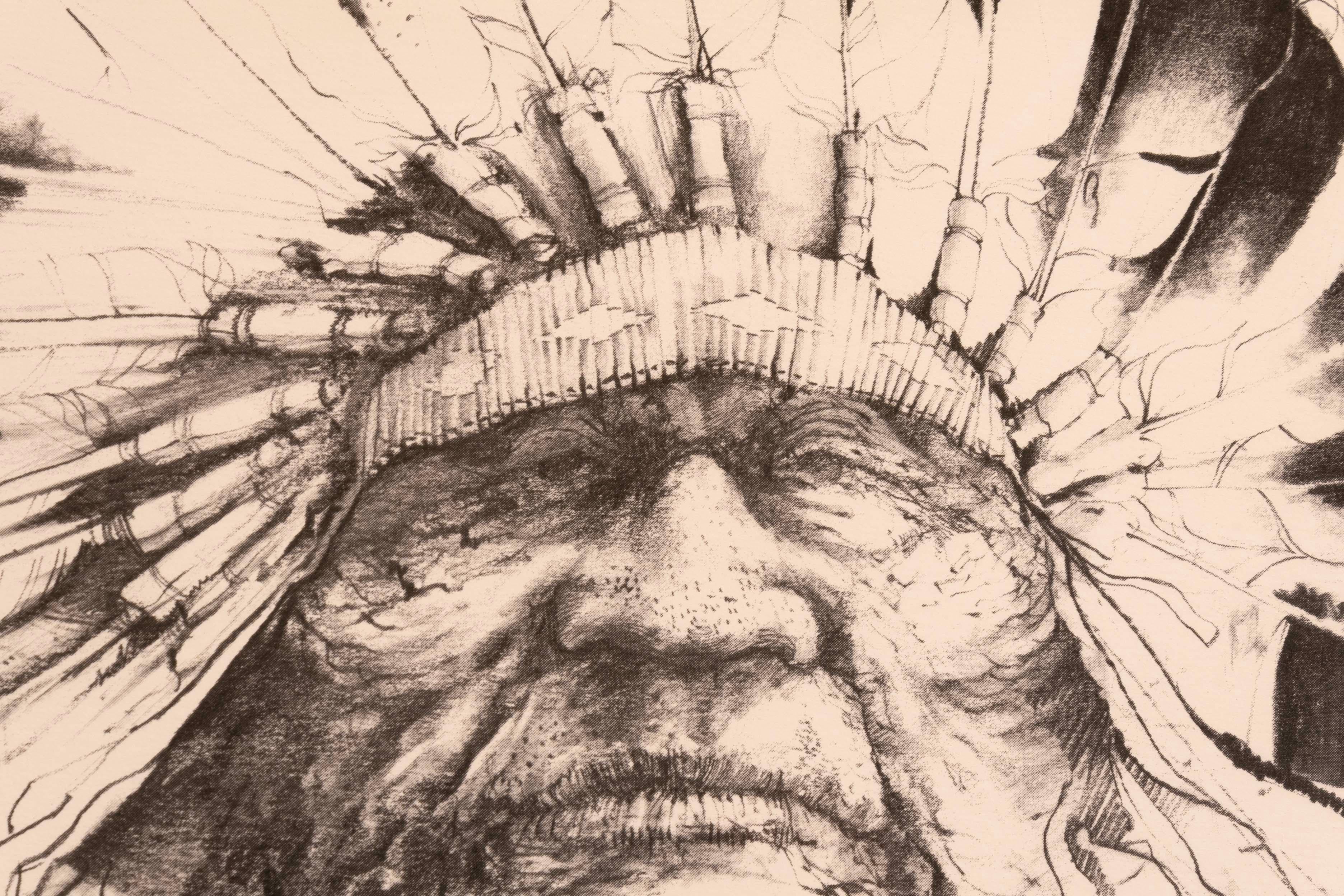 Paul Pletka Native American Portrait I Signed Litho 49/150 Framed American SW In Good Condition In Keego Harbor, MI