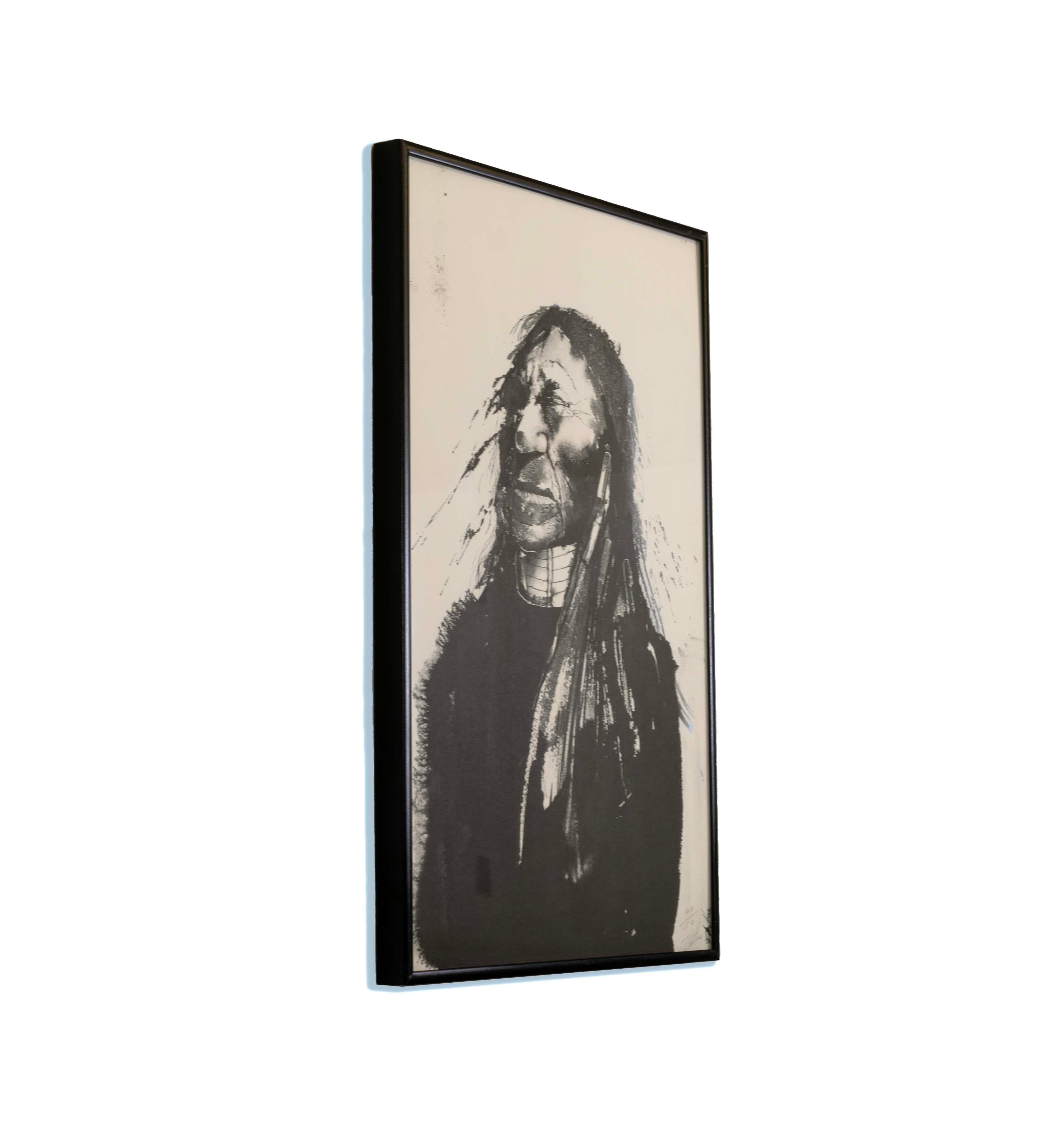 Paul Pletka Native American Portrait II Signed Lith 49/150 Framed American SW 5