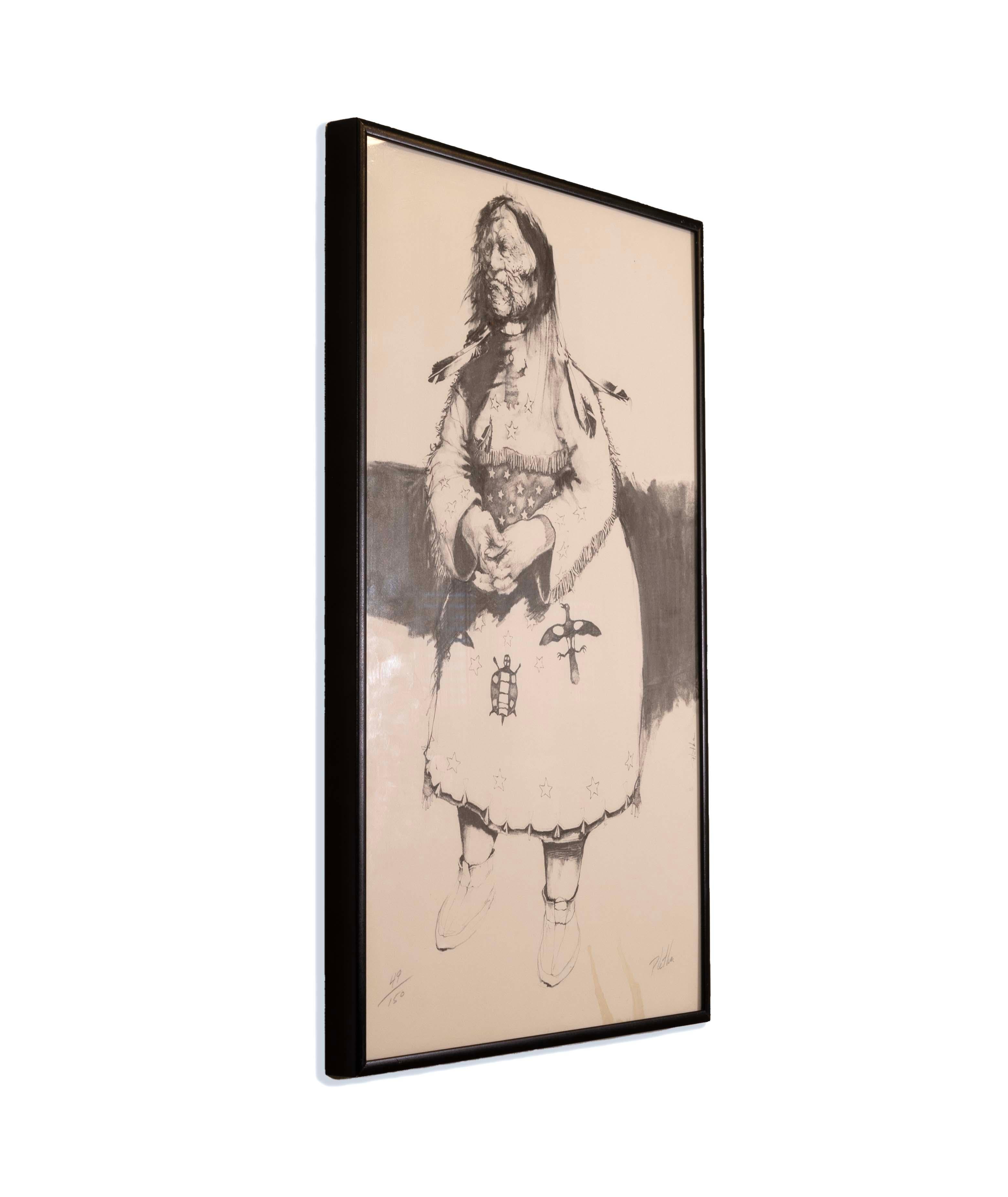 Paul Pletka Native American Portrait IV Signed Litho 49/150 Framed American SW 6