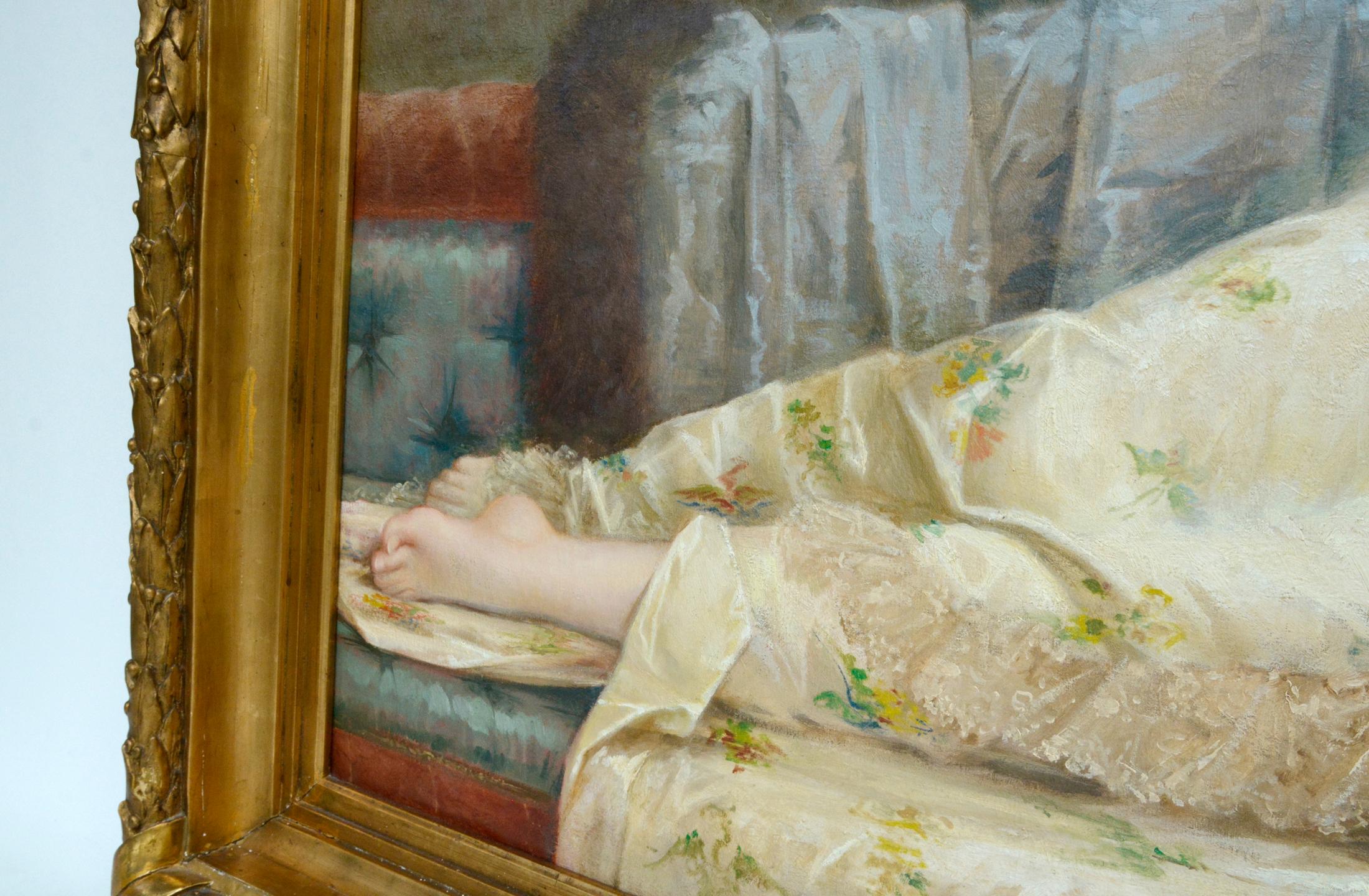 Paul Prosper Tillier, a Sleeping Beauty, 1870s In Good Condition In Kiel, Schleswig-Holstein