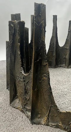 Bronze Stalagmite Table, Patinated Bronze and Glass Table by Paul R. Evans
