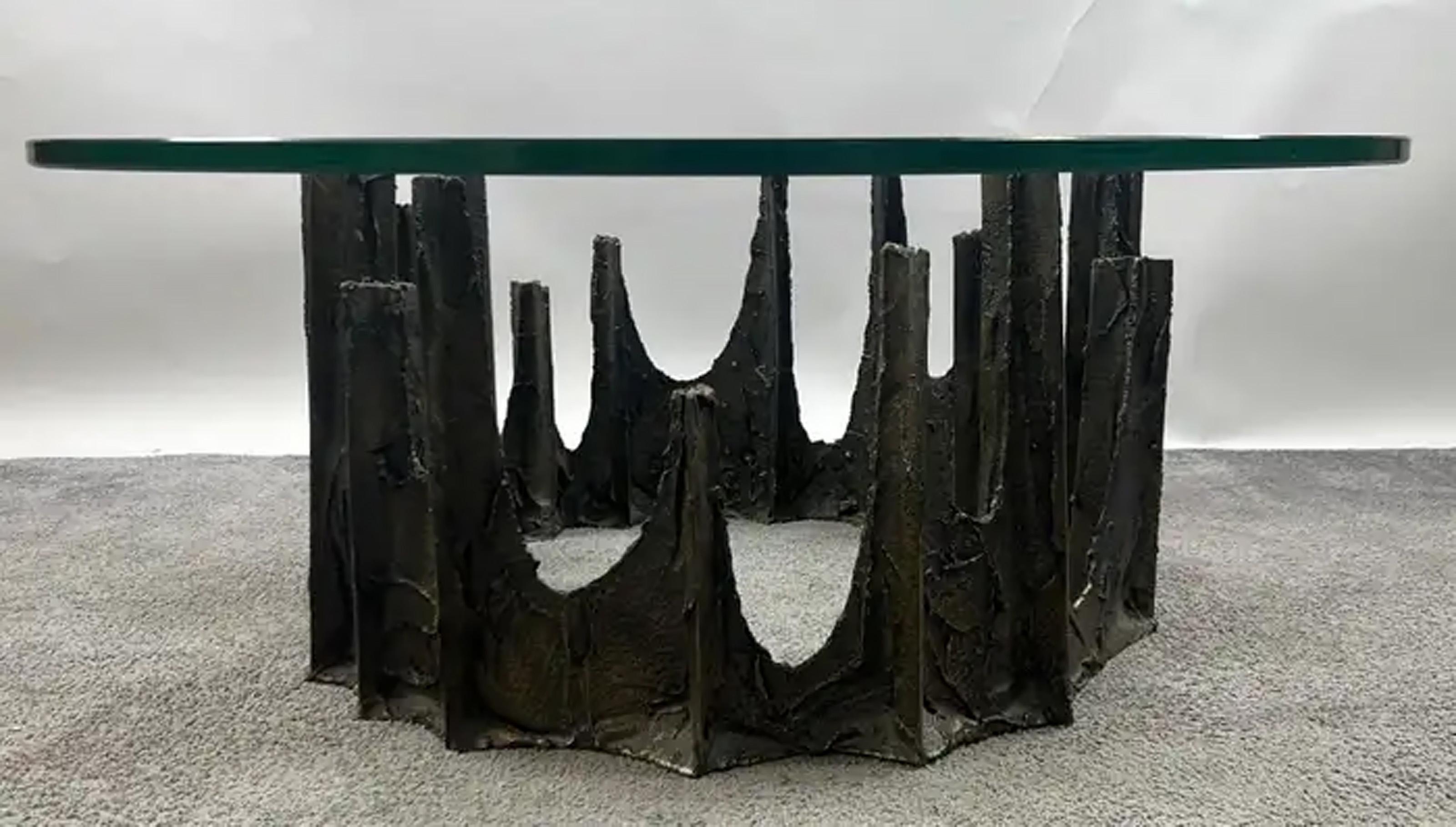 Bronze Stalagmite Table, Patinated Bronze and Glass Table by Paul R. Evans For Sale 3