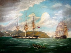 Paul R. Hee Maritime Scene " Wearing Ship Oil Painting on Canvas Signed & Framed