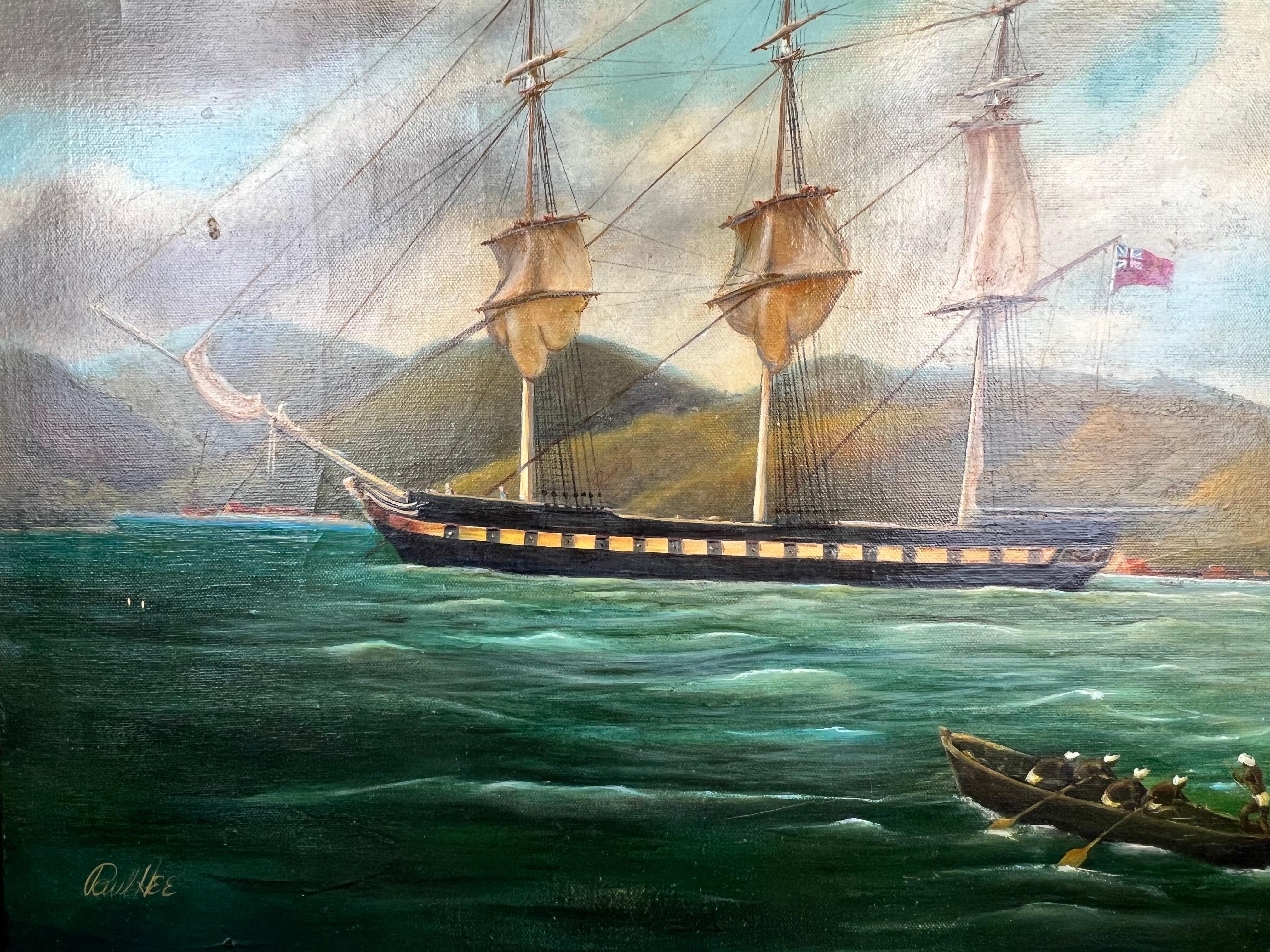 Paul R. Hee Maritime Scene Oil Painting on Canvas Signed and Framed For Sale 3