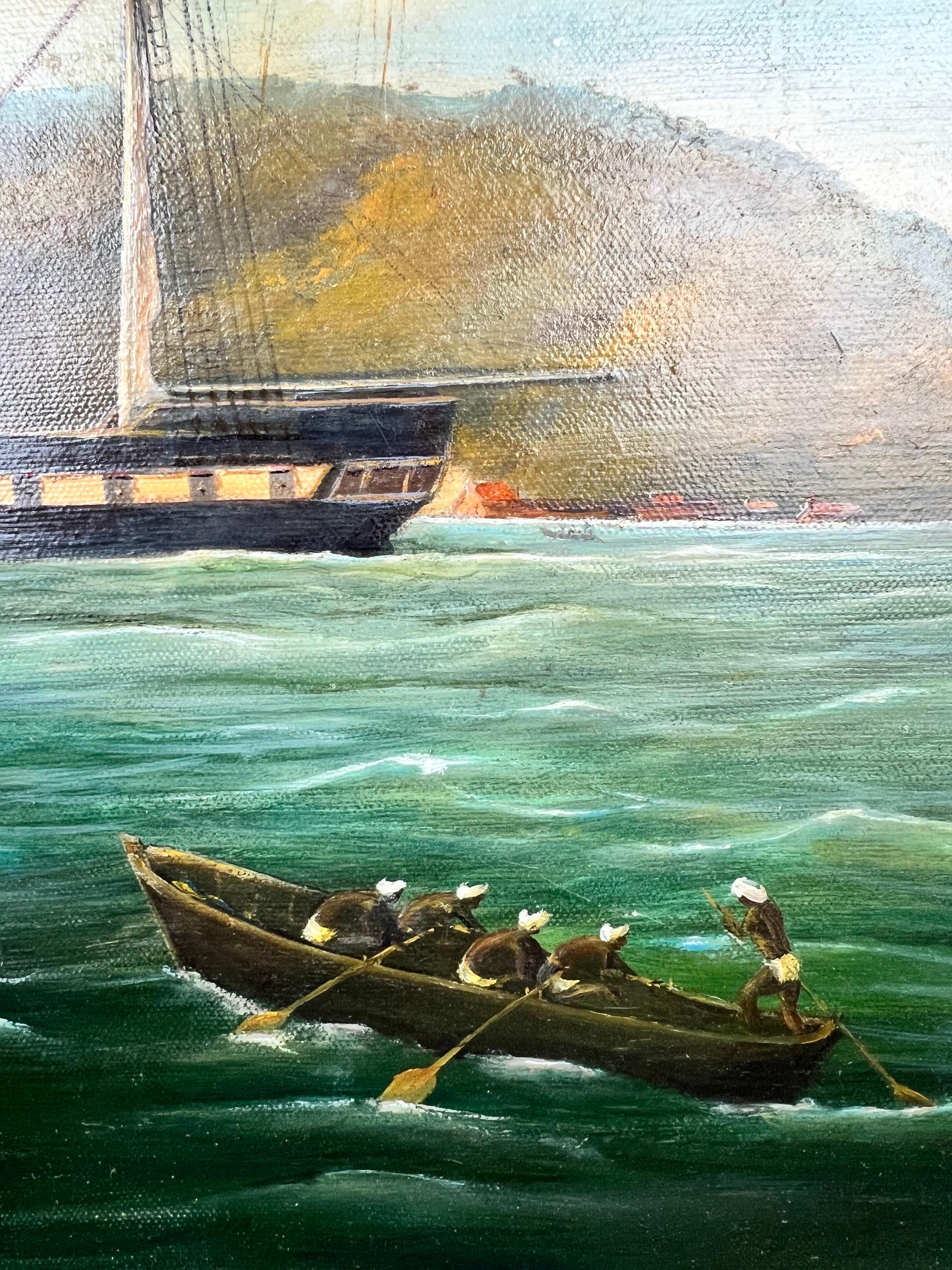 Paul R. Hee Maritime Scene Oil Painting on Canvas Signed and Framed For Sale 5