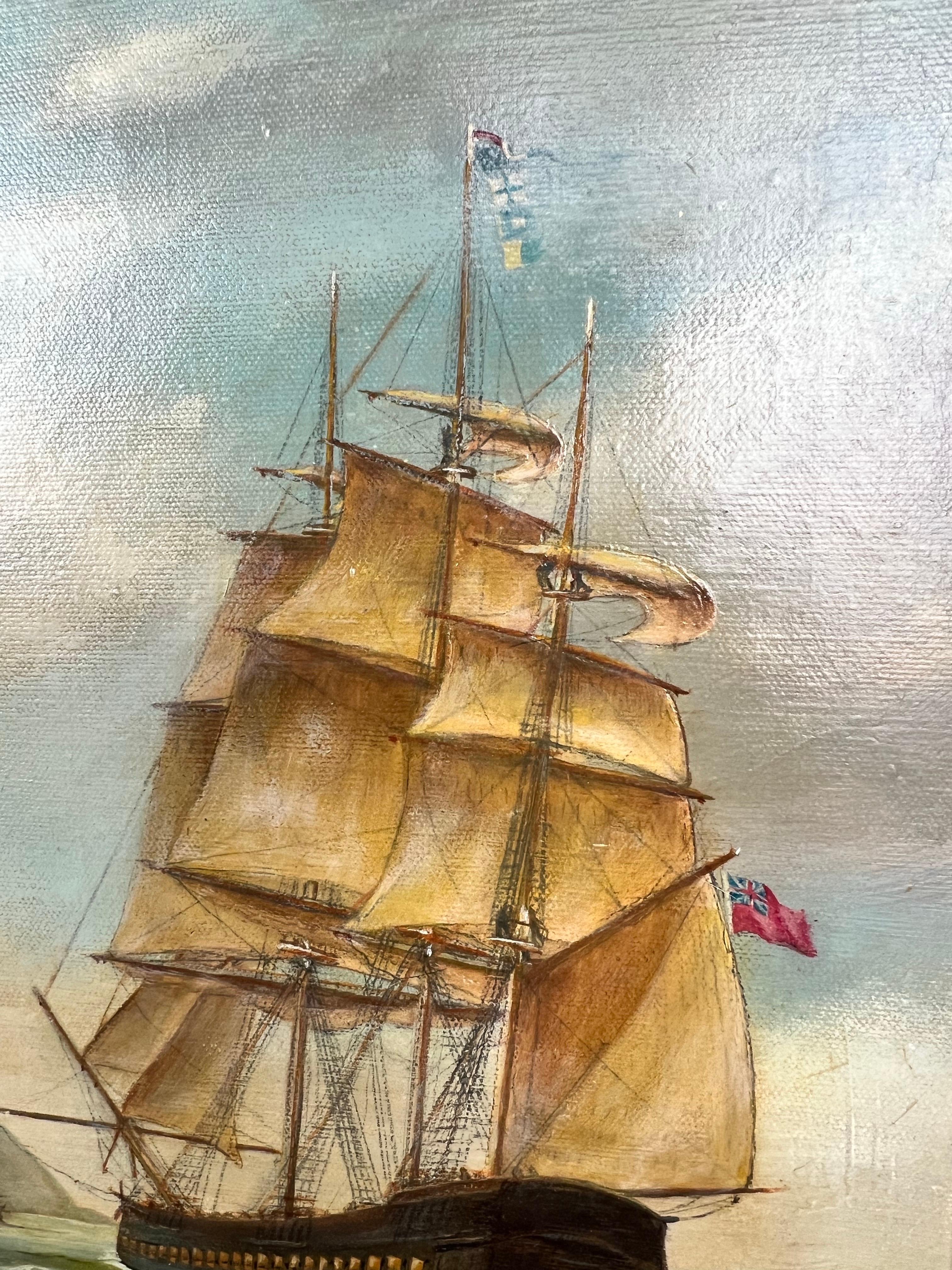 Paul R. Hee Maritime Scene Oil Painting on Canvas Signed and Framed For Sale 7