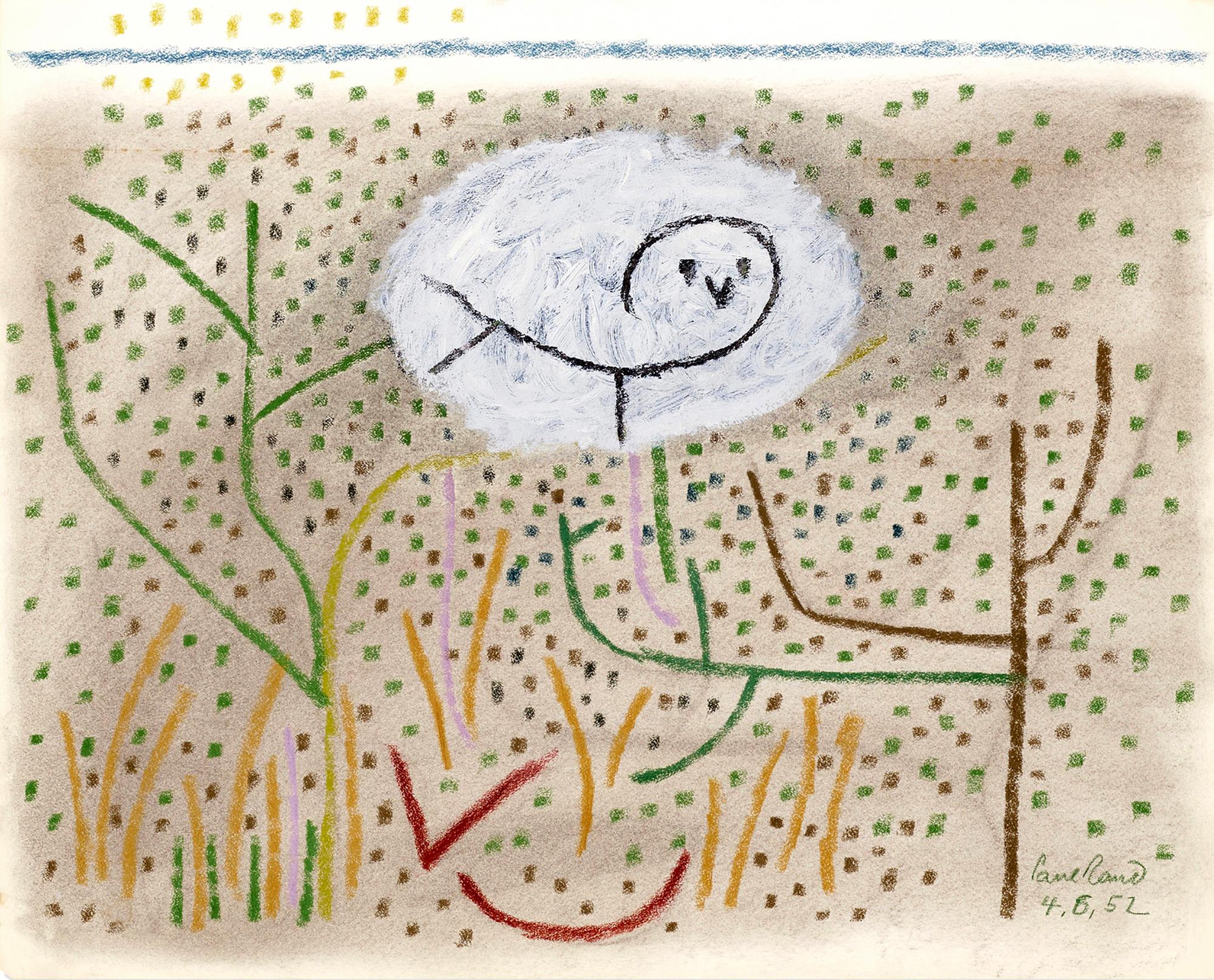 Paul Rand Animal Art - Untitled Owl in the Grass