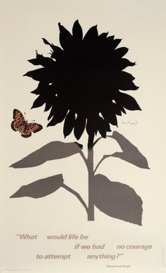 ""PDR (Van Gogh-Zitat)" Paul Rand Grafik Design Blumen Original Vintage Poster