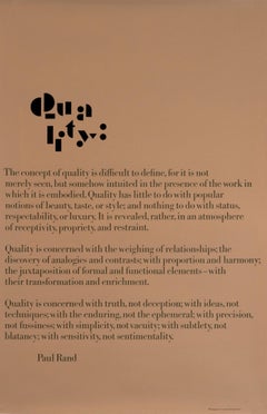 "Quality, " Paul Rand Typographic Design Original Vintage Poster