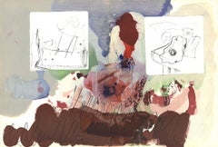 Paul Rebeyrolle-Deux etudes sur fond colore-15" x 22"-Lithograph-1967-Abstract