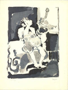 « Nu Assis ( Nu assis) » de Paul Rebeyrolle, 1960- Lithographie signée à la main