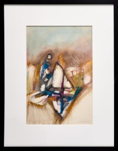 Framed Abstract Oil Pastel by Paul Reed with Earthy Tones; Browns, Oranges