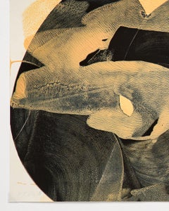 Geometric Abstract Screen Print Diptych by Paul Reed with Browns and Yellows