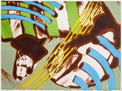 Bright and Colorful Abstract Screen Print by Paul Reed; Blues, Greens, Yellows