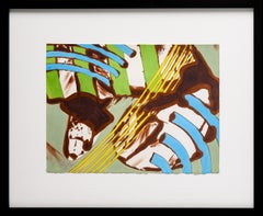 Bright and Colorful Abstract Screen Print by Paul Reed; Blues, Greens, Yellows