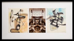 Framed Triptych Abstract Screen Prints by Paul Reed with Neutral, Earthy Browns