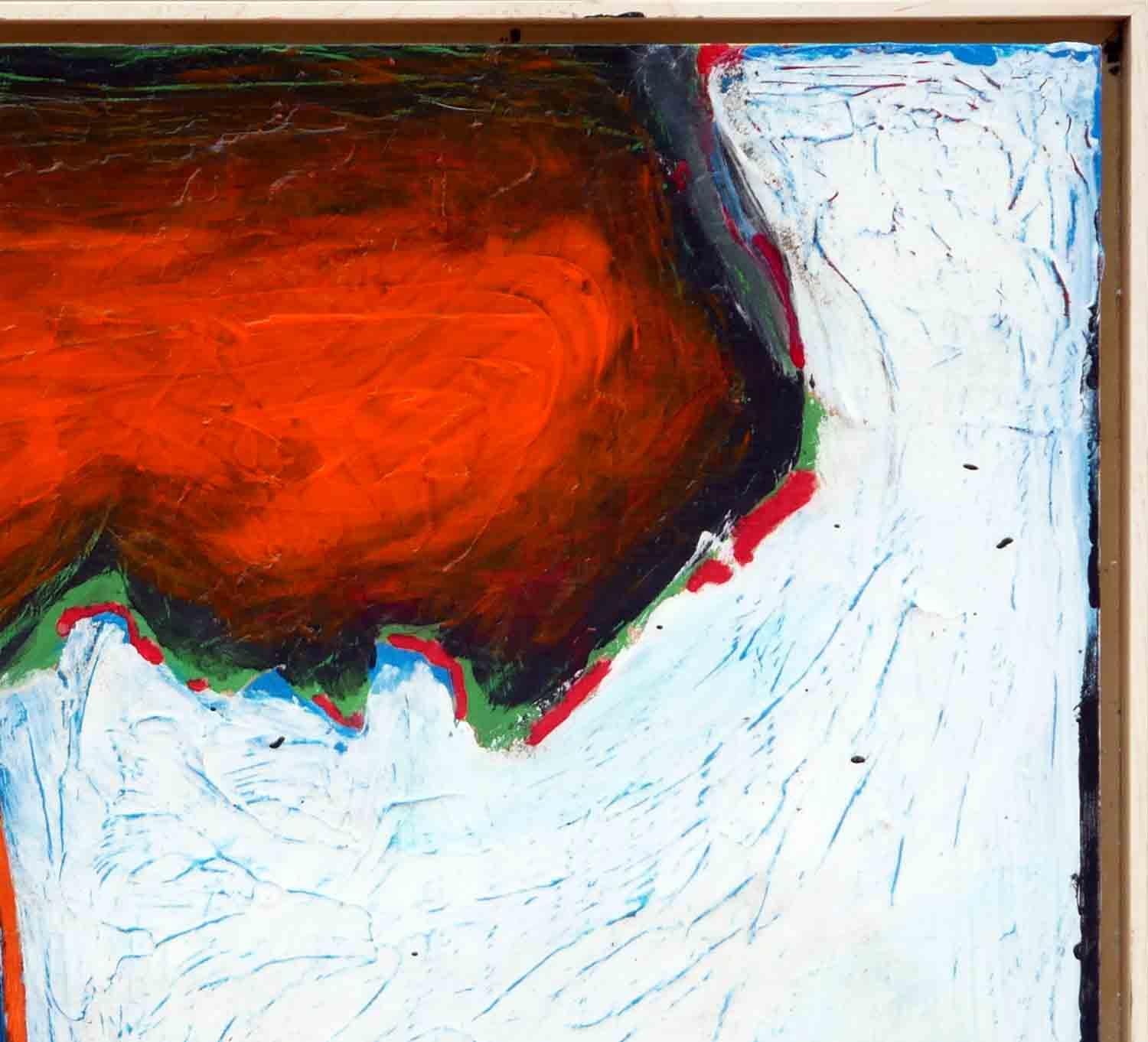 Peinture abstraite bleue, orange, blanche et verte « Ants at Work » - Vert Abstract Painting par Paul Reeves