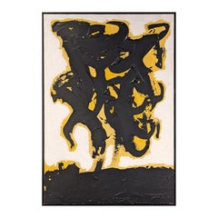 "Backlash" Contemporary Black and Yellow Expressionist Abstract Gesture Painting