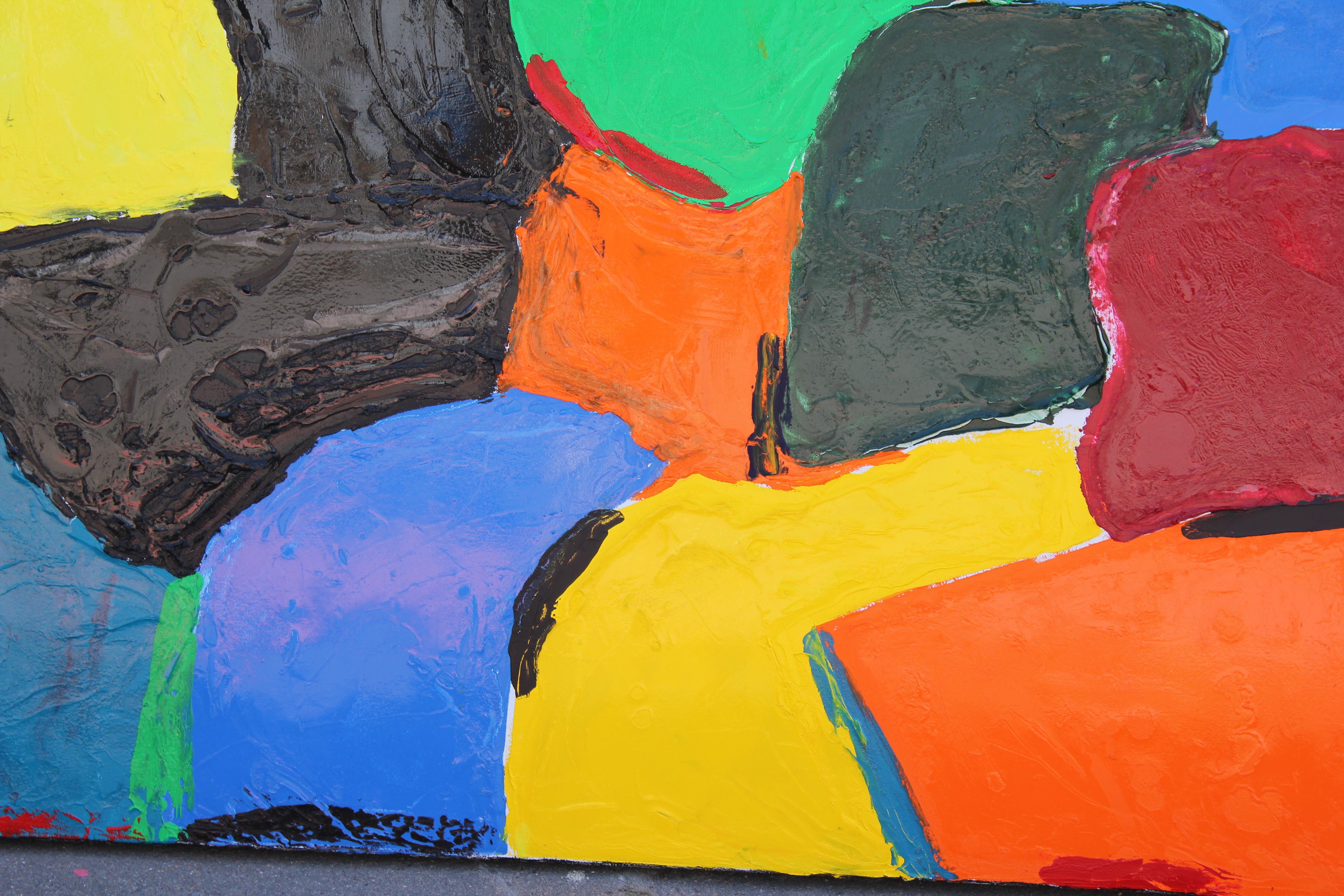 Farbefarbenes Ölgemälde mit Kacheln (Braun), Abstract Painting, von Paul Reeves