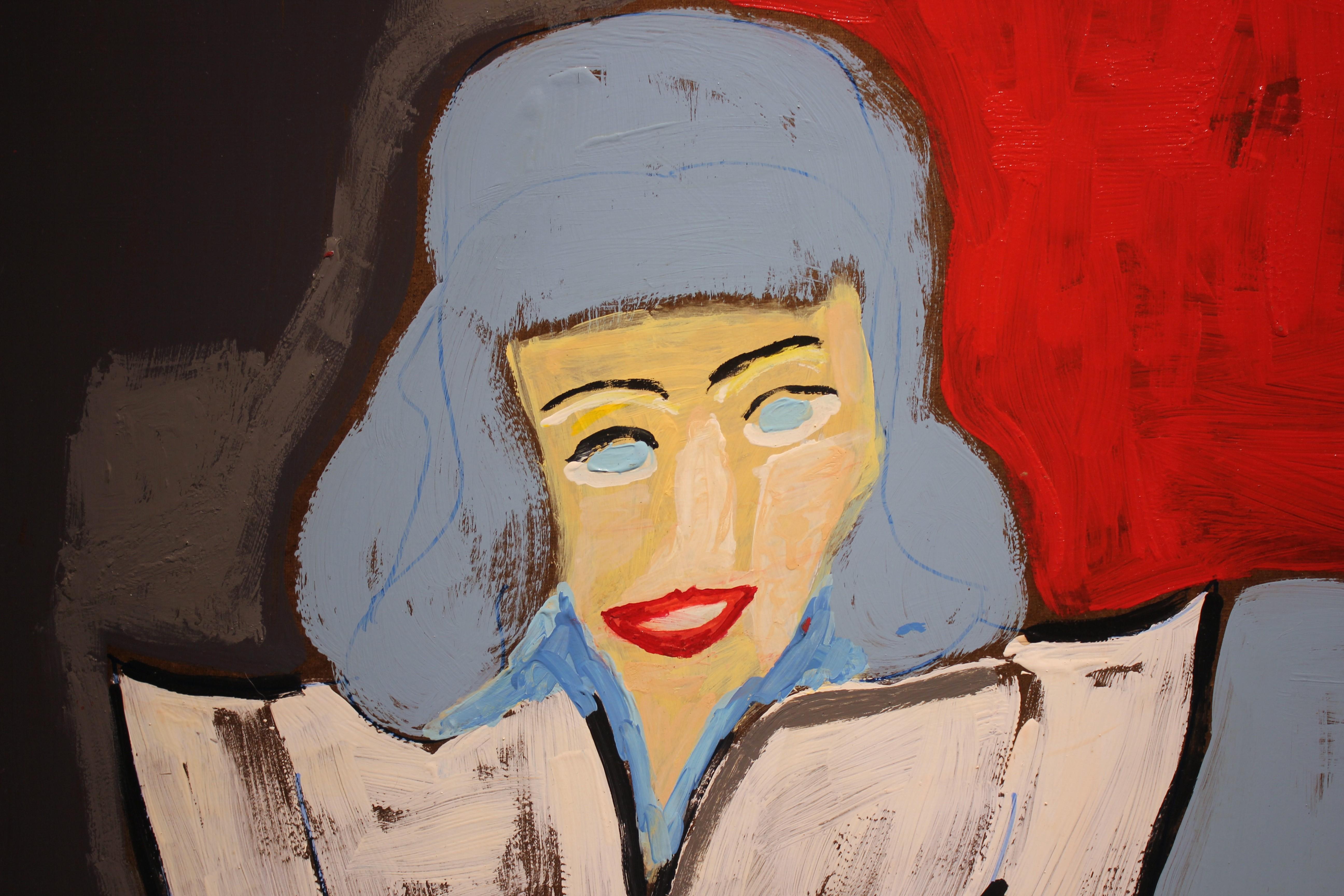 Sophisticated portrait of a woman in blue, yellow and red tones. The work is signed by the artist and dated. It is framed in a dark blue floating frame.
Dimensions without Frame: H 36 in x W 24 in.

Artist Biography: Paul Reeves is the former owner