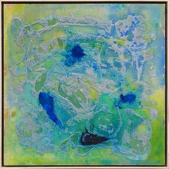 Peinture abstraite contemporaine texture bleue, bleue et verte profonde 