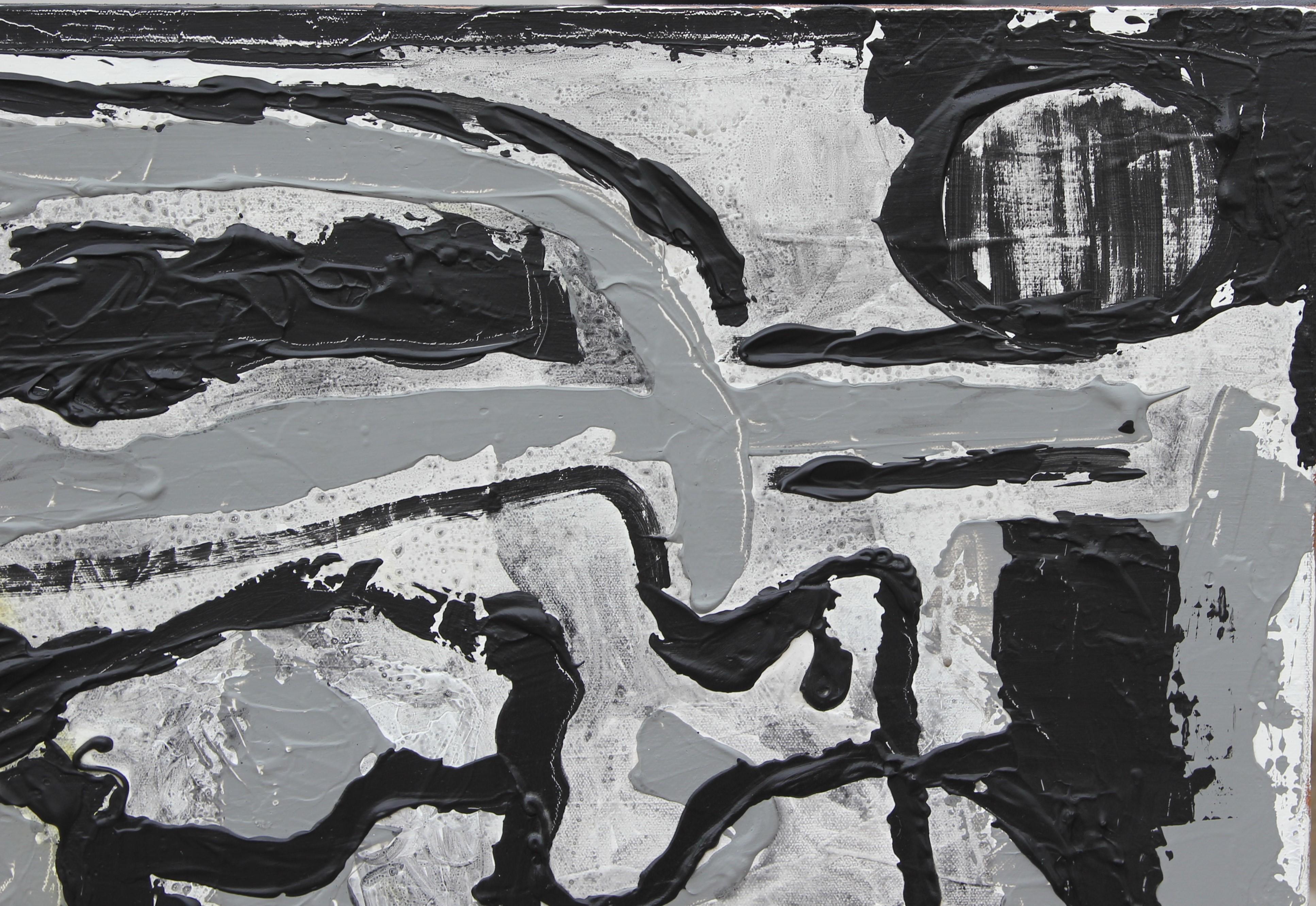 Abstraktes schwarzes und graues Gemälde „Enigma“ (Zeitgenössisch), Painting, von Paul Reeves