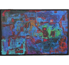 "Golgotha" Contemporary Abstract Blue Tonal Painting