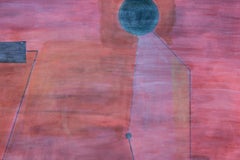 Joan Miro Inspired Red and Orange Color Field Painting