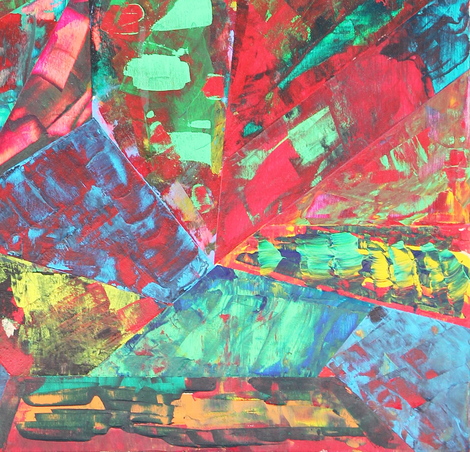 Vibrantes mehrfarbiges abstraktes geometrisches Gemälde „Kaleidoscope“ im Angebot 1