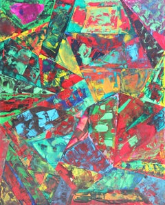 "Kaleidoscope" Vibrant Multi-colored Abstract Geometric Painting