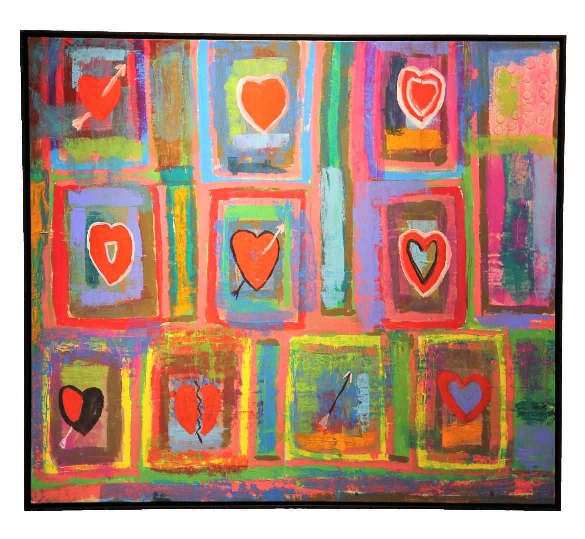 "Love Cycle" Abstract Expressionist Hearts Painting