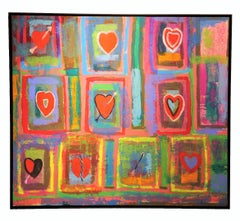 "Ciclo del amor" Pintura de corazones expresionista abstracta