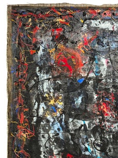 "Lucid Love" Contemporary Black & Red Gestural Expressionist Abstract Painting