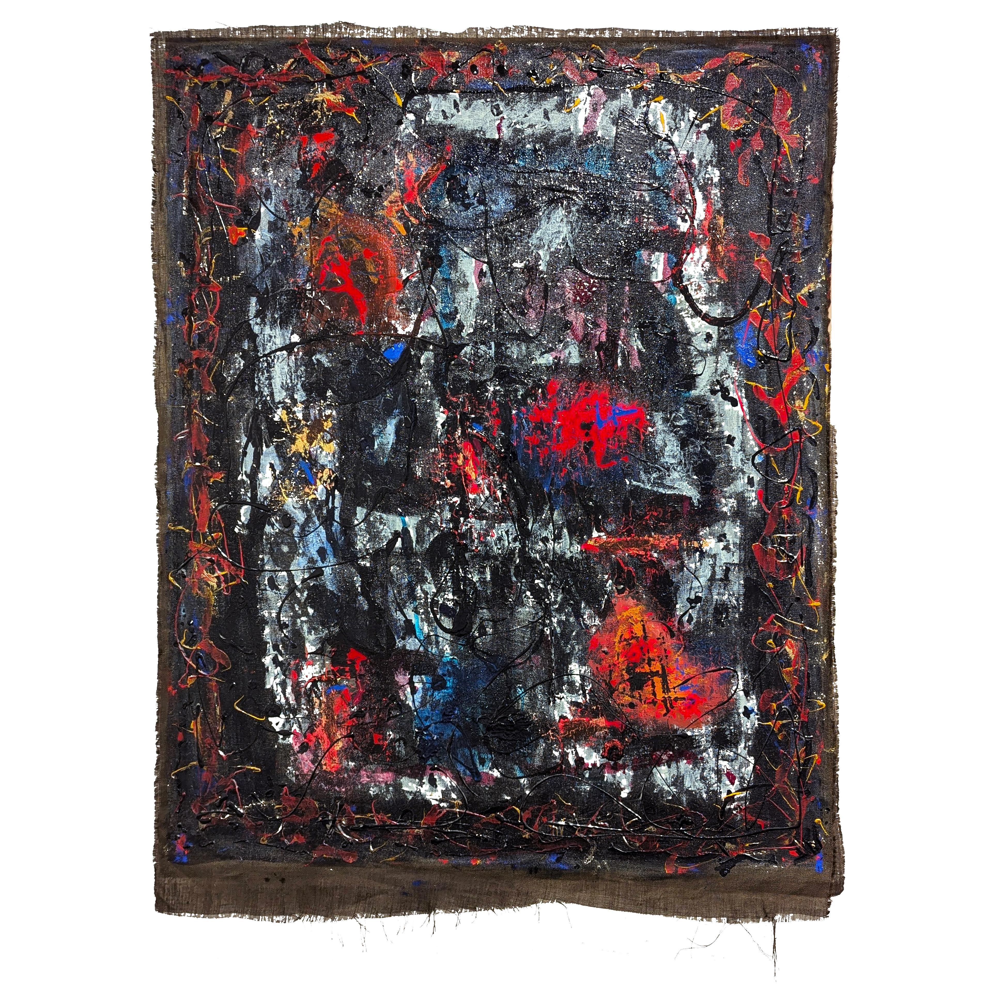 Abstract Painting de Paul Reeves - "Amor lúcido" Pintura abstracta expresionista gestual contemporánea en negro y rojo