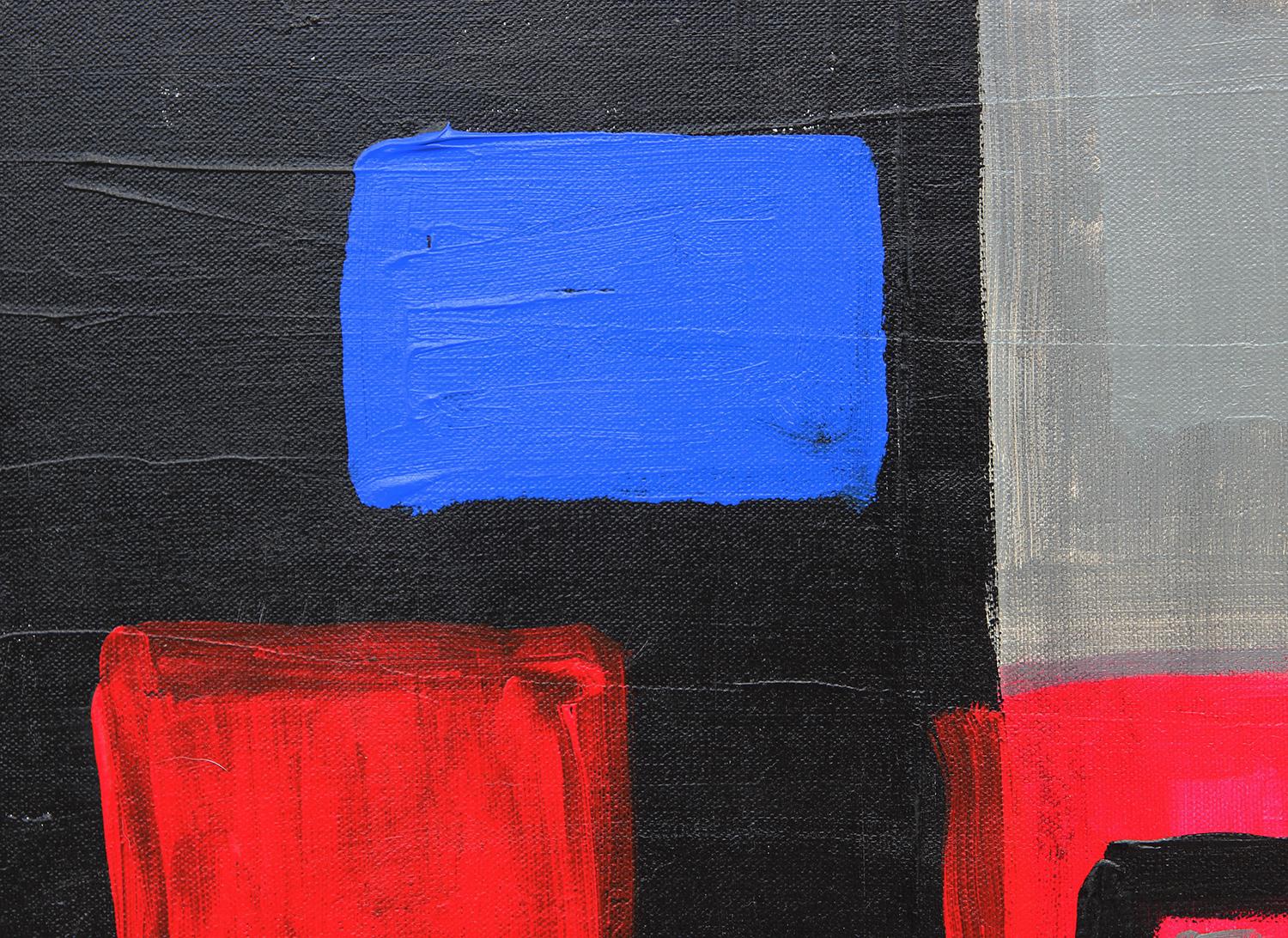 „MIA Vietnam“ Rot, Blau und Schwarz, figuratives geometrisches abstraktes Gemälde, „MIA Vietnam“ im Angebot 4