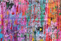 "No Respect Drafted 1966-69 U.S. Army" Colorful Abstract Stripe Drip Painting