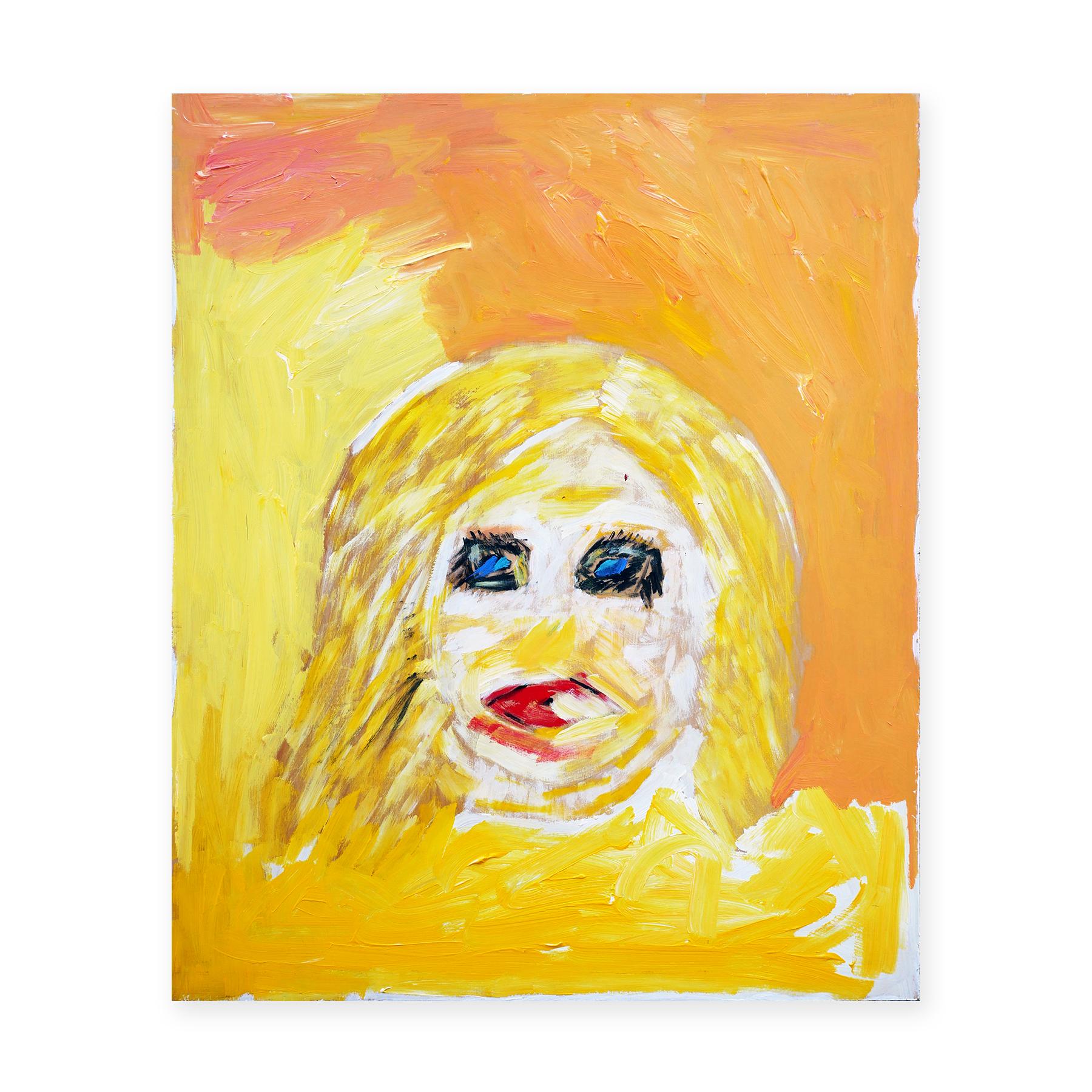 Orange and Yellow-Toned Abstract Figurative Portrait of a Blonde Woman - Painting by Paul Reeves