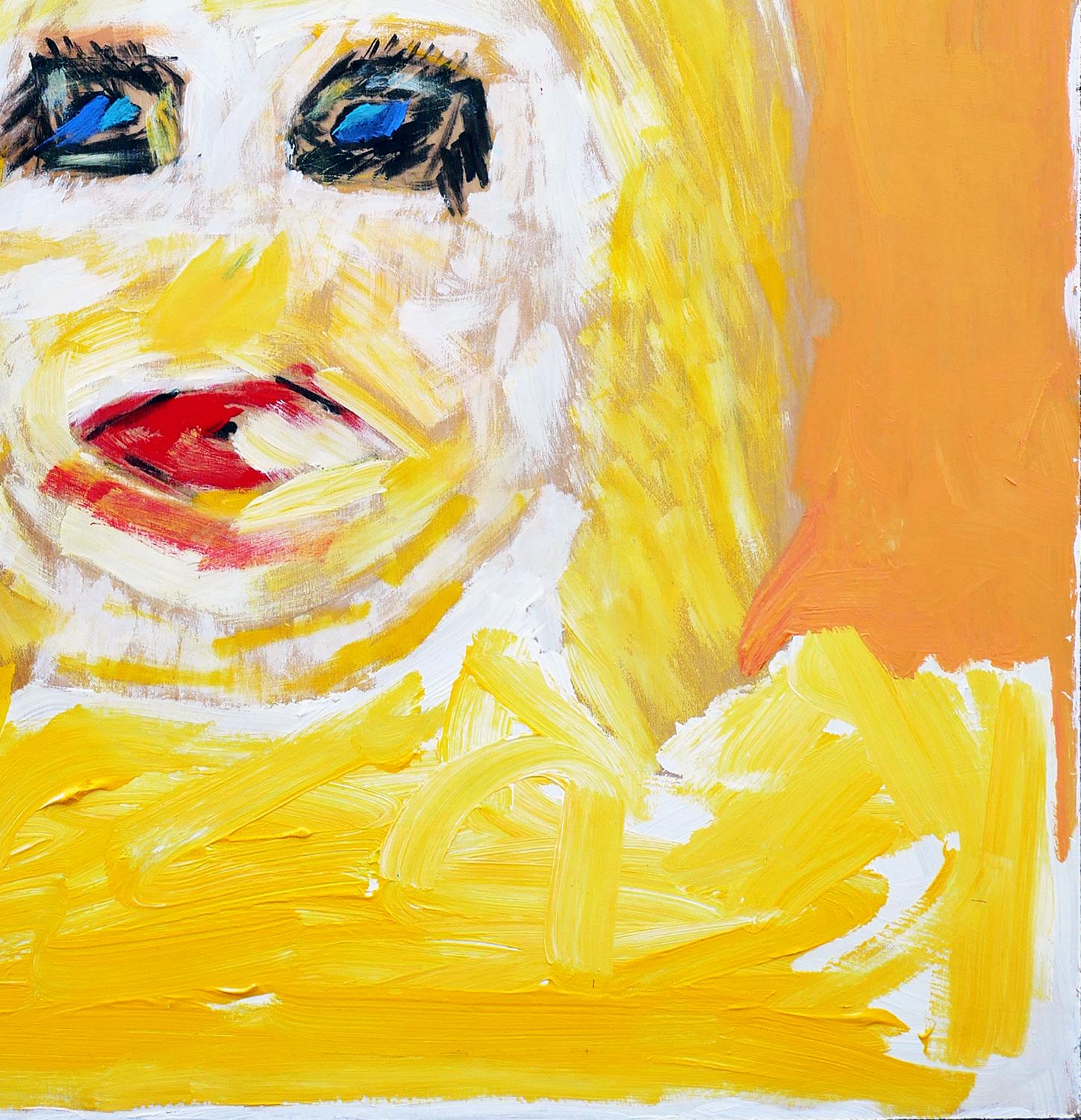 Orange and Yellow-Toned Abstract Figurative Portrait of a Blonde Woman 1