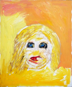 Orange and Yellow-Toned Abstract Figurative Portrait of a Blonde Woman