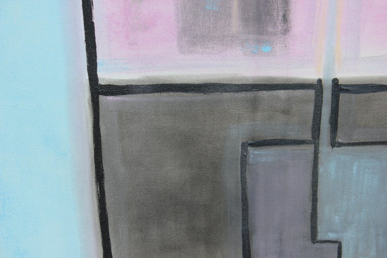 Paul Reeves - Pink, Blue and Black Floral Still Life Abstract For Sale ...
