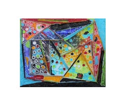 "Rebuild the Temple #3" Colorful Abstract Assemblage Painting