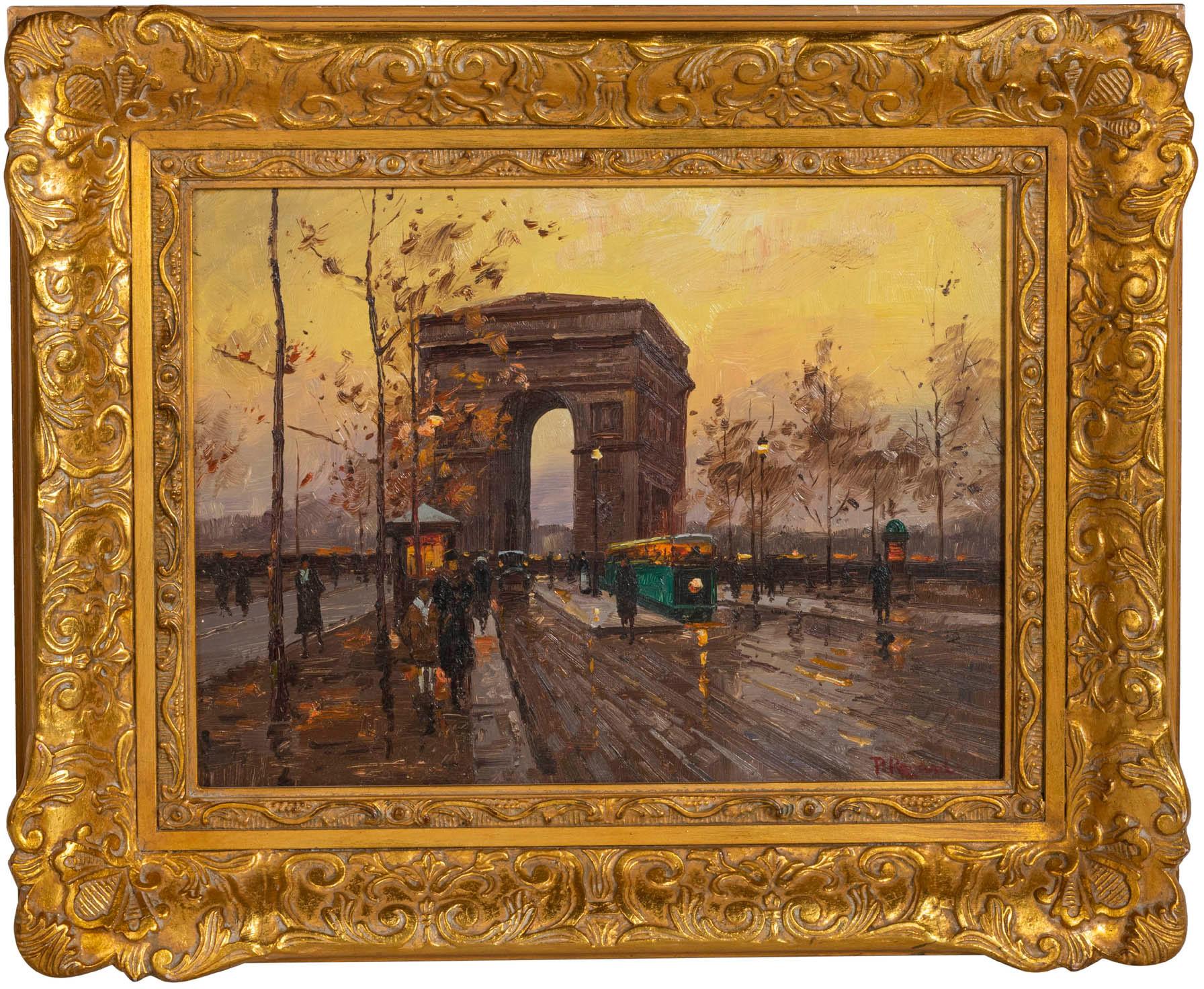 Paul Renard (1941-1997)
Champs-Élysées
Signed P Renard (lower right)
Oil on panel
Size with frame:
Height 18.25 in. (46.35 cm.)
Width 22.25 in. (56.51 cm.)
Canvas sight size
Height 11.5 in. (29.21 cm.)
Width 15.37 in. (39.05 cm.)
 